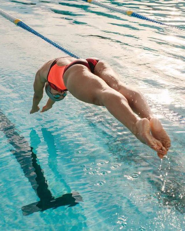 Jumping into a swimming pool